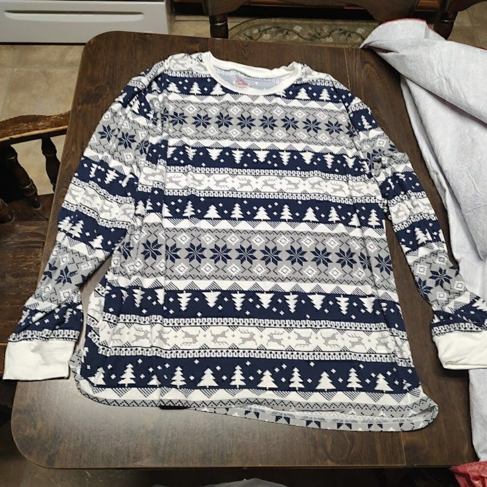 New Jolly Jammies Navy Blue Fair Isle Stripe Christmas Pajamas Size Men's XXL